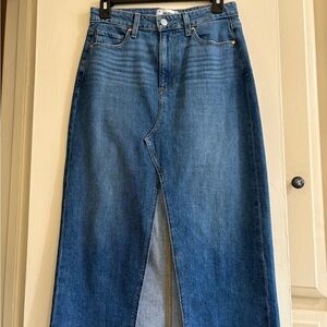 PAIGE Meadow Raw Hem Midi Skirt